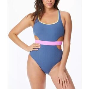Jessica Simpson Navy/Sol Chop & Change cutout One Piece Swim suit XL NWT